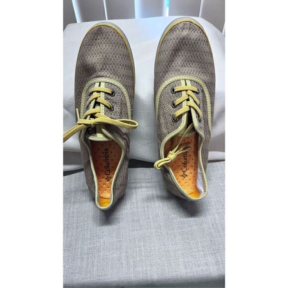COLUMBIA VULC N VENT TEXTILE TRAINERS YELLOW WOMENS SZ 8.5 - Picture 3 of 12